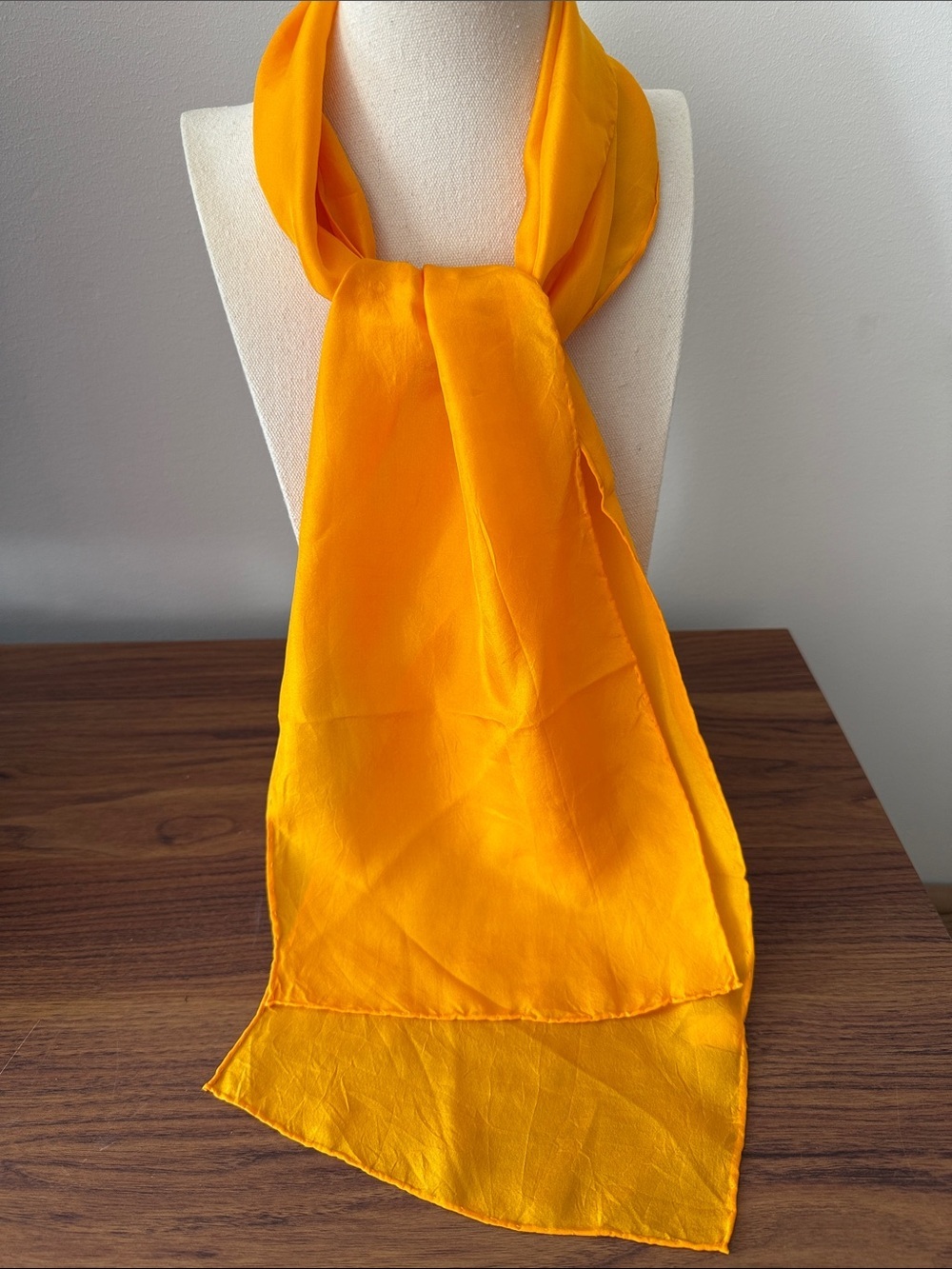 Silk Oblong Scarf in Bright Yellow.